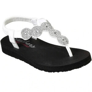 Skechers Meditation Sling Back Sandals - Stars & Sparkle White with Crystals NWT